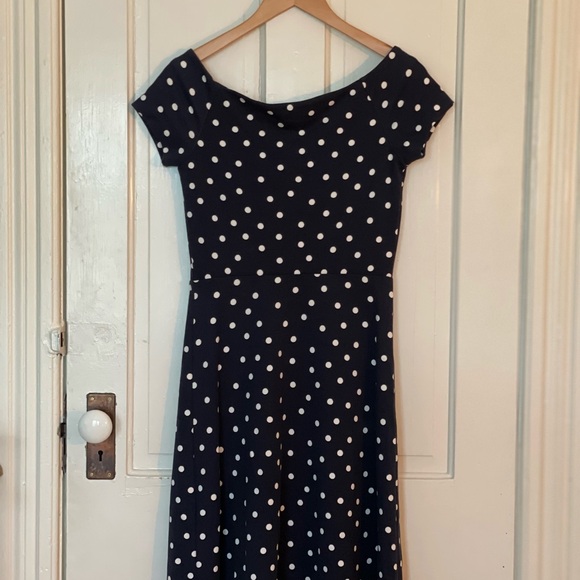 Boden navy and white polka dot dress, size 4 - Picture 3 of 3